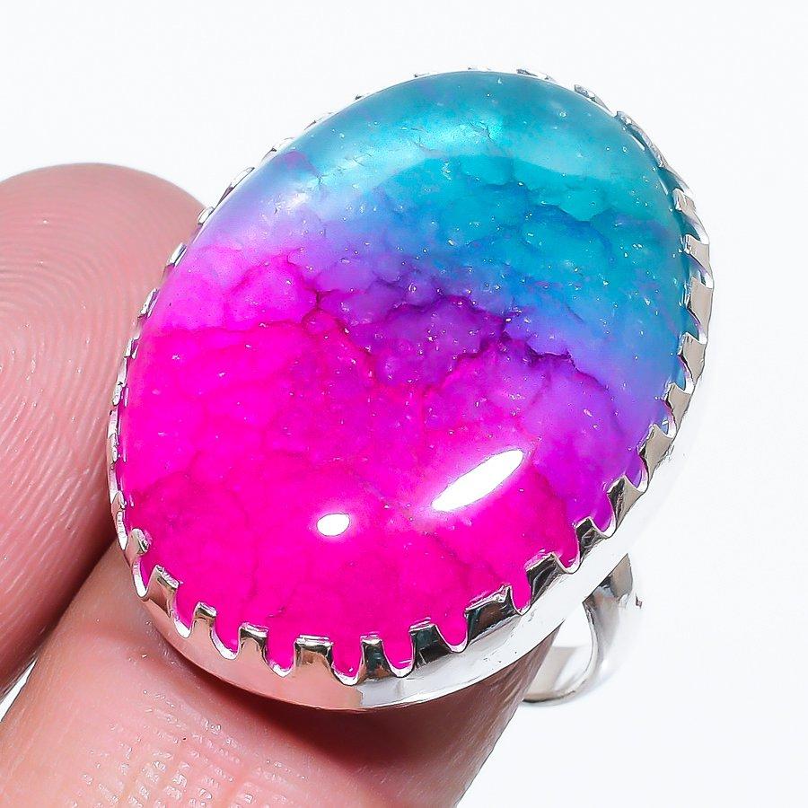 Rainbow Solar Quartz Gemstone 925 Sterling Silver Jewelry Ring Size 9.5 a2R77