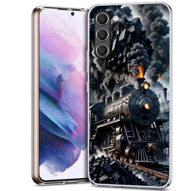 Чехол для телефона с паровозом для Samsung A16 A26 A36 A56 A17 A37 A57 A07 A06 A02S A12 A22 A32 A52S A72 Galaxy A70 A50S A71 A51 A31 A30