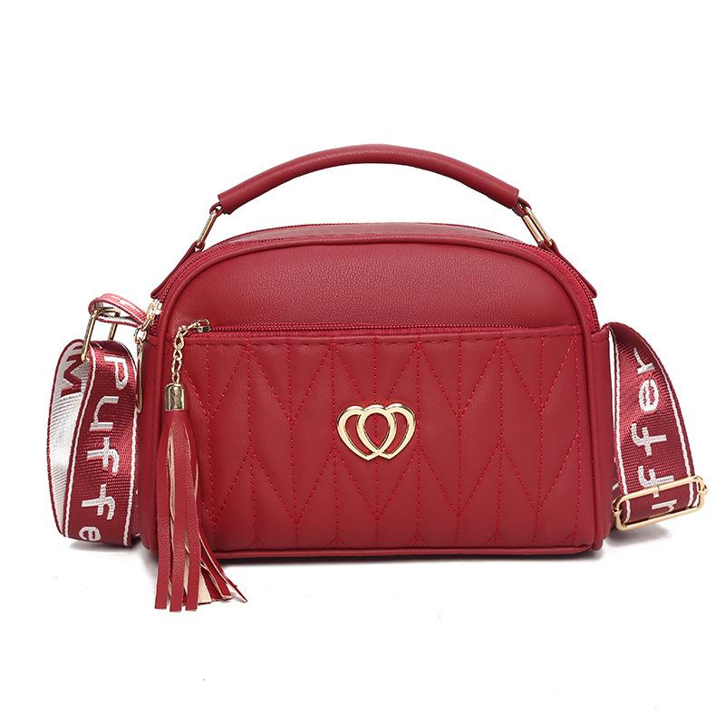 Autumn and winter new women's bags fashionable multi-layer shoulder bags women's messenger fringed double love versatile commuter handbags