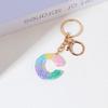 Resin Rainbow Color English Letter Fringed Keychain, Creative High-End Crystal Drop Glue Pendant Jewelry Pendant
