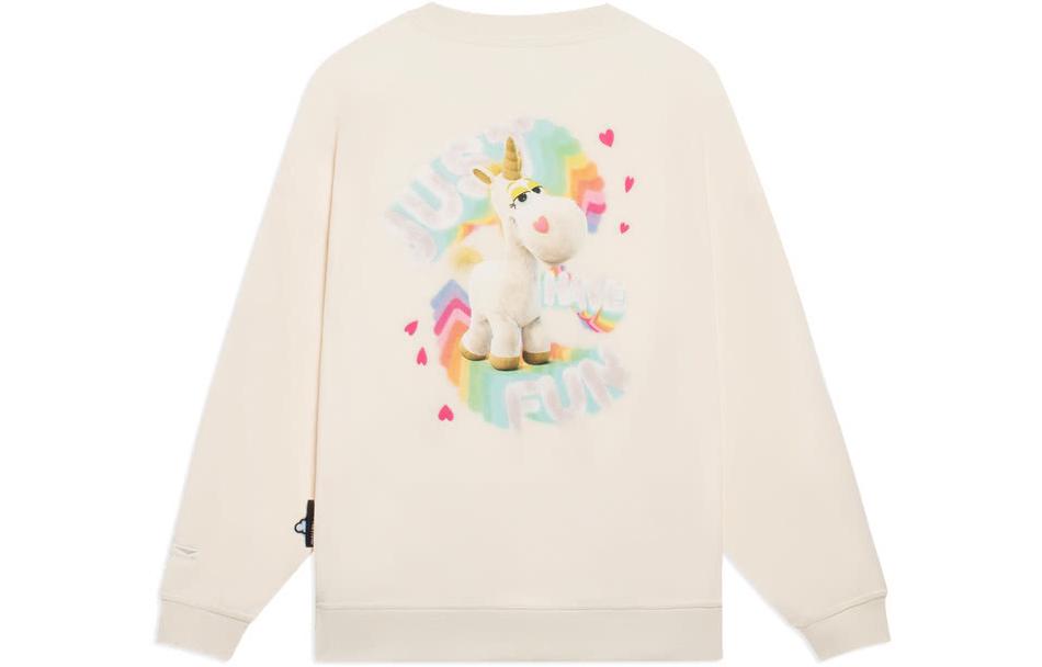 Li Ning X Disney Sweatshirts Women's Ecru Crew Neck Thickened Regular AWDSF36-2