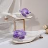 Fashion Sexy Simulated Purple Flower Flip Flops Women 2025 Summer Bohemia White Beach Sandals Square Toe Low Heels Hawaiian Slippers