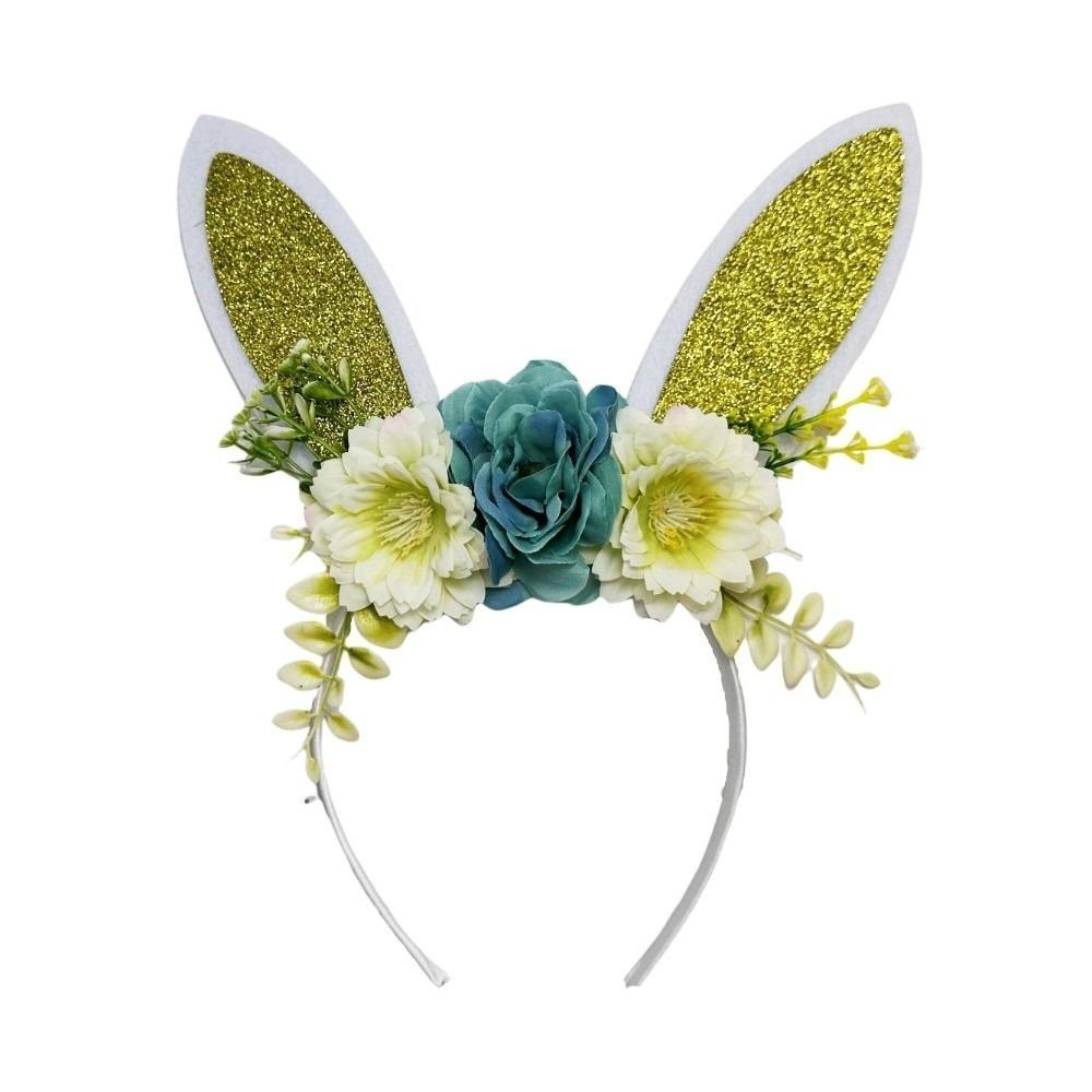 Colorful Bunny Ears Hair Hoop Floral Cosplay Headbands Funny Happy Easter Headdress  Holiday Decor
