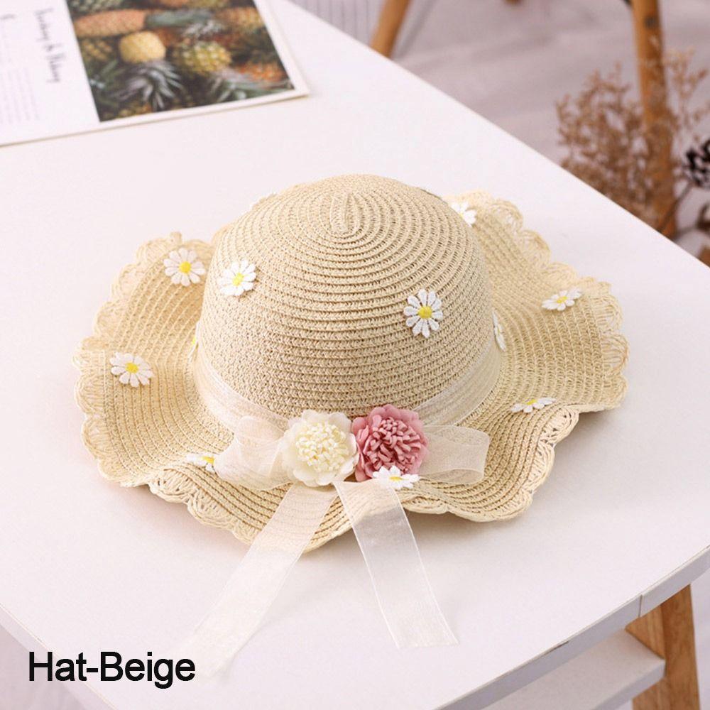 Мальчики Девочки С Сумочкой Панама Шляпа Соломенная Шляпа Летняя Детская Шляпа Солнцезащитный Козырек Цветок Воздухопроницаемая Шляпа
