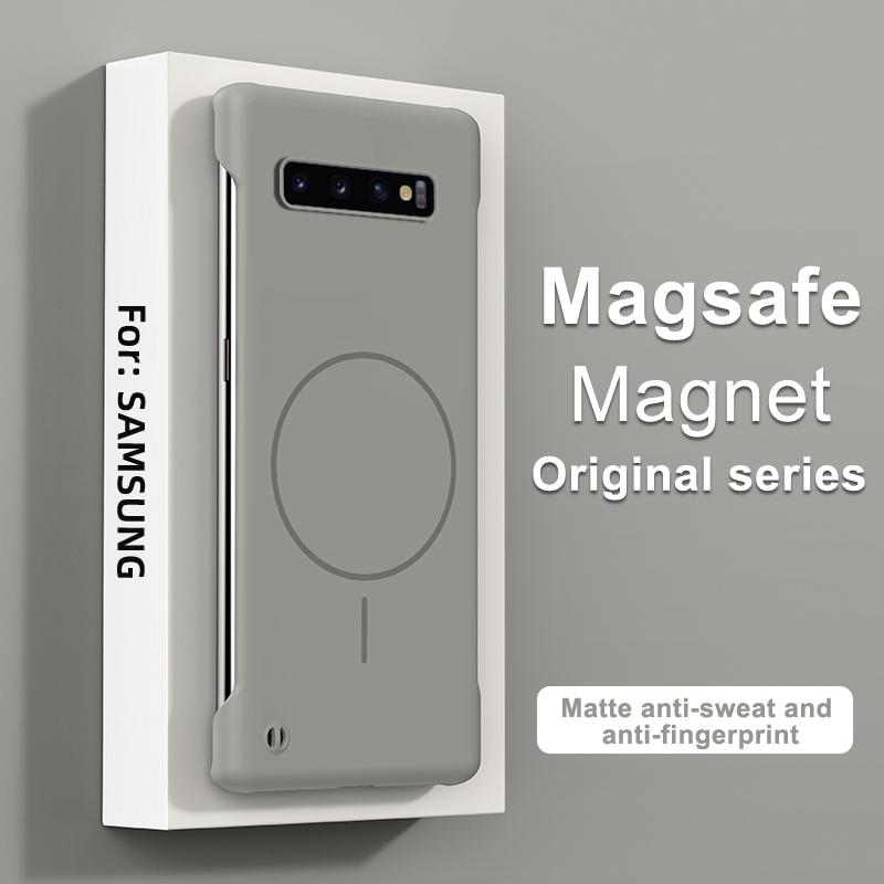 Безрамочный магнитный чехол для телефона для Samsung Galaxy S10 Plus Для Magsafe Ультратонкий Мягкий ПК Матовая поверхность Задняя крышка