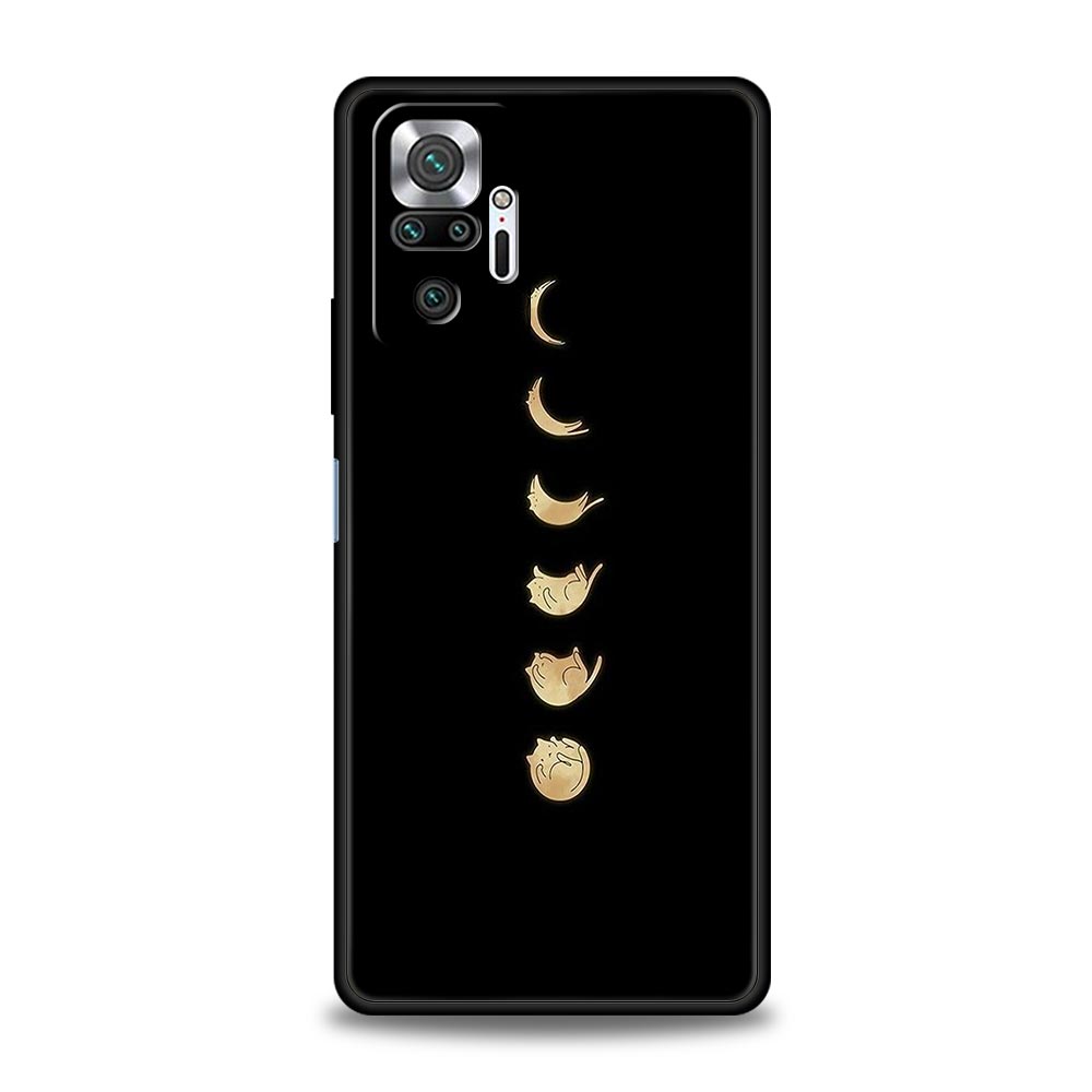 Мультяшный чехол для телефона с кошкой для Xiaomi Redmi Note 14 13 5G 10 11 12 Pro Plus 4G 14C 13C 12C 10C Черный
