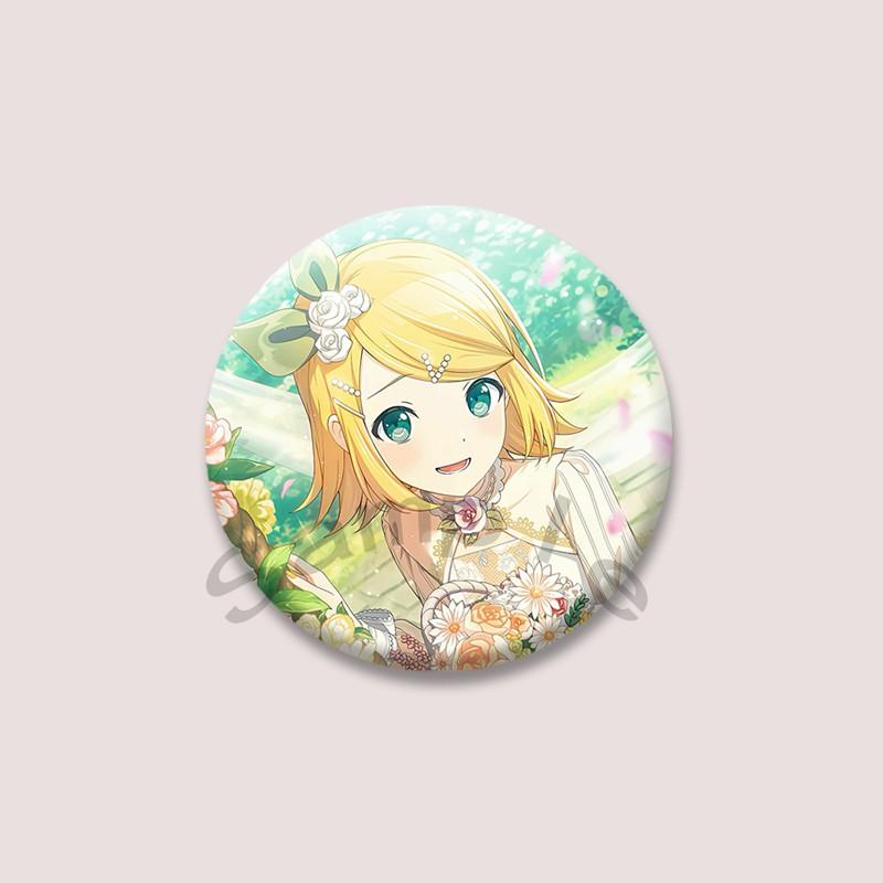 Kawaii Virtual Singer Kagamine Rin Round Brooch for Backpack Cartoon Idol Pins Accessories Lapel Badge for Fans Jewelry Gifts