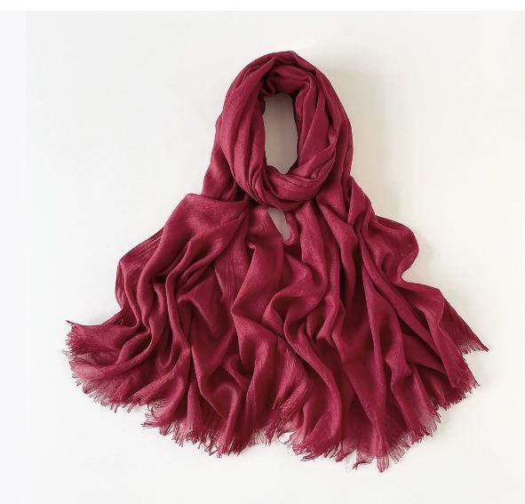 180 * 90 Cotton And Linen Scarf Sunscreen Folds Solid Color Human Cotton Silk Scarf Shawl Multi-Color Yarn Headscarf Women