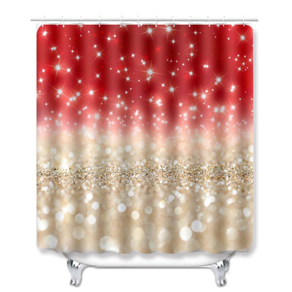Christmas Shower Curtain Floor Mat Combination Four-Piece Set Bathroom Toilet Carpet Shower Room Mat Foot Mat
