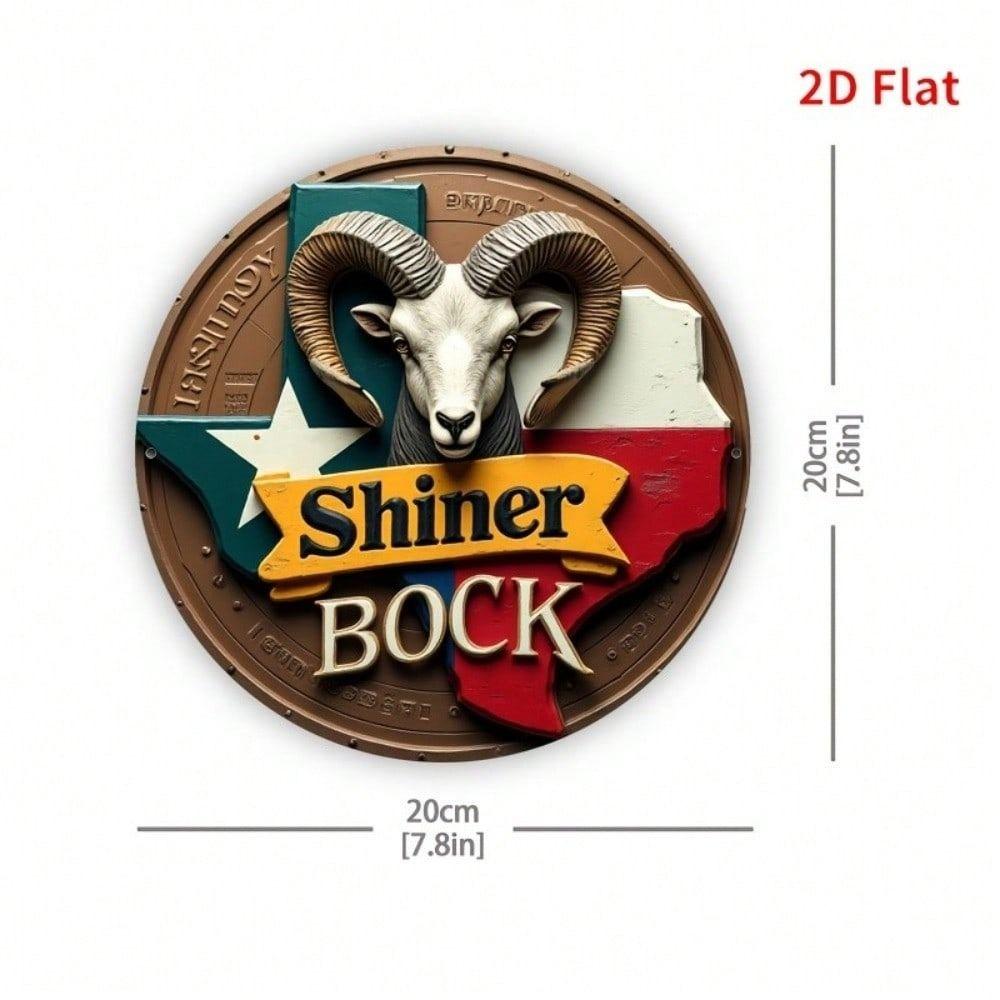 Ретро Металлическая Пивная Вывеска Shiner Bock 8x8 Дюймов для Декора Стены Бара Ретро Металлическая Жестяная Вывеска, Винтажная Рекламная Табличка Пива, Настенное Искусство для Мужской Комнаты 8x8 Дюймов