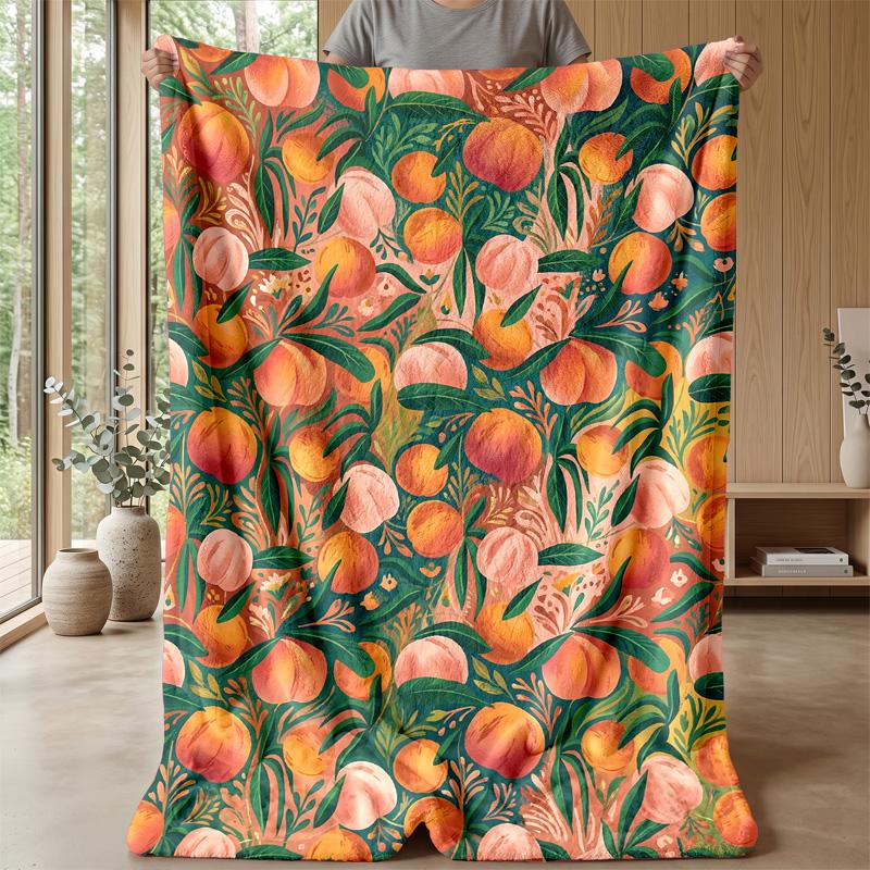 Oranges in Motion Theme blanket Lightweight Warm Flannel Blanket Decorative Throw Blanket for Home Decoration