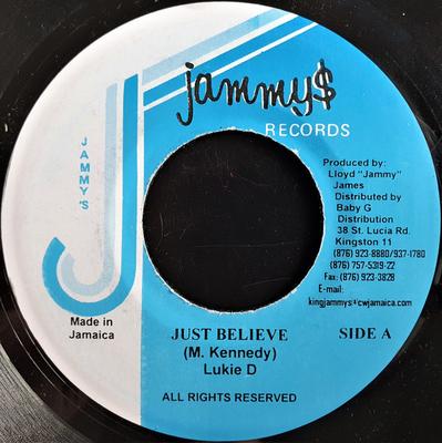7-дюймовая пластинка LUKIE D - Just Believe NONE Jammy's Records Ямайка Регги, Ска и Даб Б/У