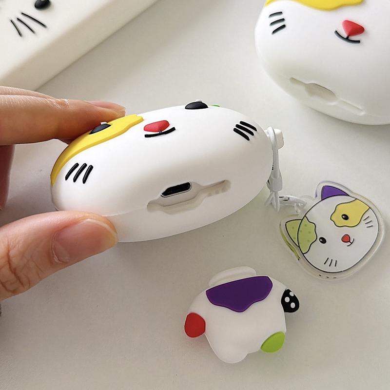 Kawaii Cartoon Cat Earphone Case For Apple Airpods Pro 3/2 4 Cover with Charm Silicone Cute Headphone Cases For Airpod 4 Funda