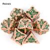7 Pcs Golden Green Metal Dice Solid Metal Polyhedral Dice Set Suitable for Role-Playing RPG    Board Game Card Game