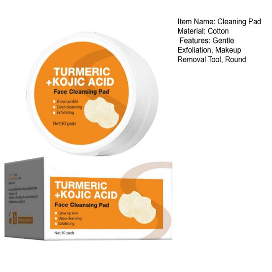 30 шт. очищающих дисков с койевой кислотой для удаления темных пятен и макияжа, спрессованные спонжи для лица с куркумой, мягкое очищение пор, отшелушивание, очистка лица, хлопок