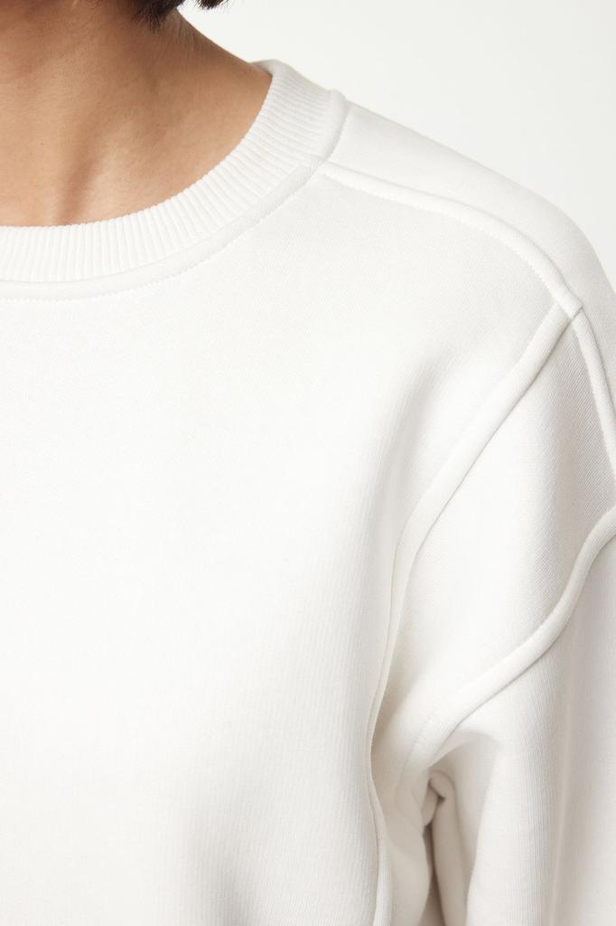 Women's Fashionable Stylish Sweatshirt Mint Oversize Wide Fit Pocket Thick Crew Neck Knitted Sweatshirt