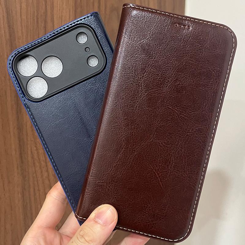 Магнитный чехол-книжка из натуральной кожи на For Iphone 11 12 13 14 15 16e 16 17 17e 18 Pro Max Air Plus I16 I17 I18