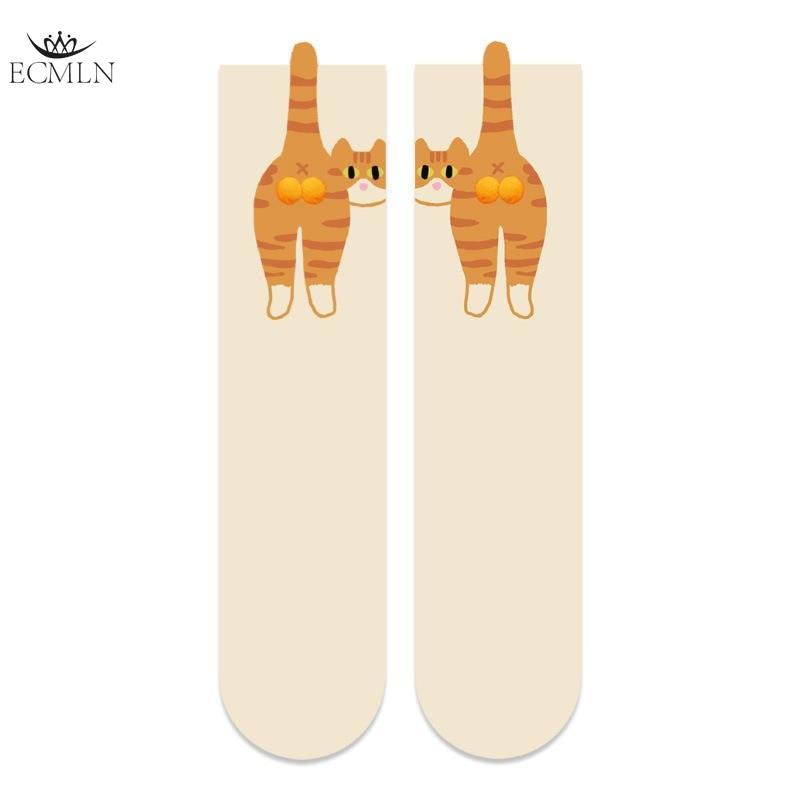 Мультяшные милые носки с котиками с 3D кошачьими яичками, мягкие дышащие носки средней длины для любителей кошек, оригинальные подарки