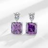 Трендовые европейские и американские серьги-пусеты с квадратным фиолетовым цирконом, маленькие серьги с цирконием и бриллиантами в виде кубика сахара
