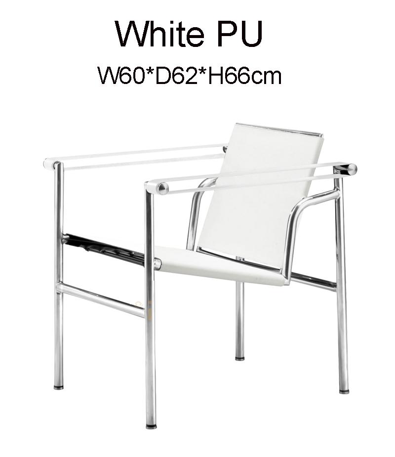 Lounge Leisure PU Leather Cow Leather Stainless Steel Frame Chair for Living Room Corbusier Bauhaus Style Armchair Chair