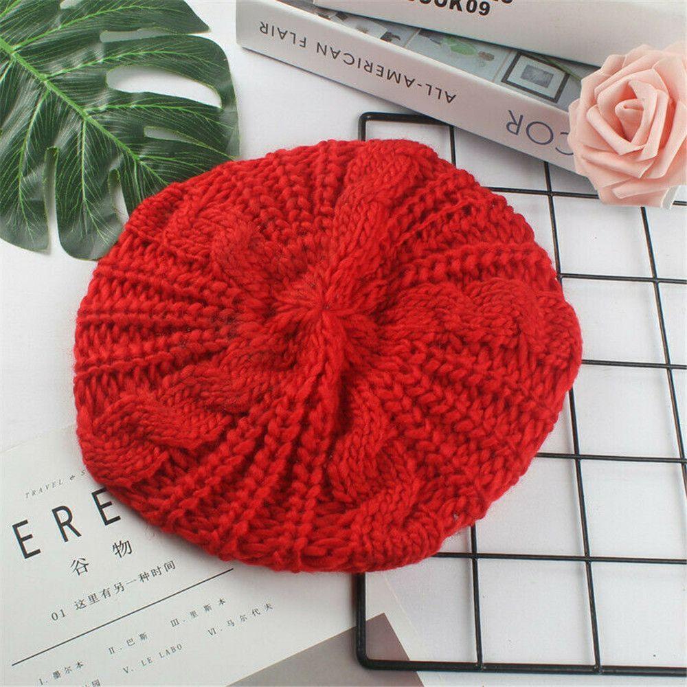 Женская Девушка В рубчик Элегантная Винтажная Французская Художественная Кепка Вязаная Шапка Шляпа Художника Берет