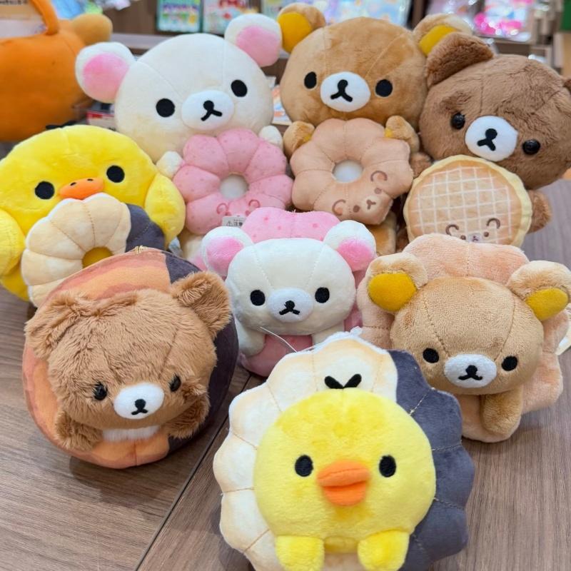 Плюшевая кукла-брелок Korilakkuma с пончиком, кавайная, из серии Rilakkuma 'Милые десерты', Kiiroitori маленький цыпленок, креативная мягкая игрушка, подвеска