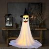 Halloween Ghost Decoration with LED Light Large White Scary Light Up Ghost with Witch Hat for Outdoor Front Porch Yard Garden Lawn Home Decor