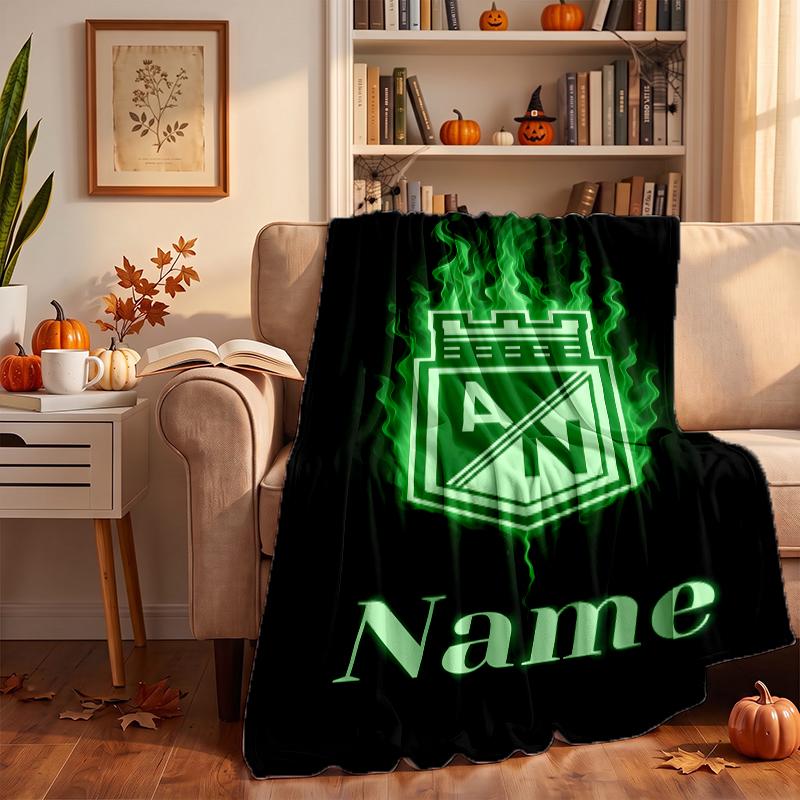 Atletico Nacional Custom Flannel Blankets Soft Warm Cozy Throws for Home Decor Holiday Gifts