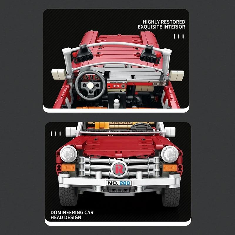 1578 шт., ретро классические автомобильные строительные блоки, технология дистанционного управления, электронные кирпичи, 280SL, модель автомобиля, детские игрушки, подарки на день рождения