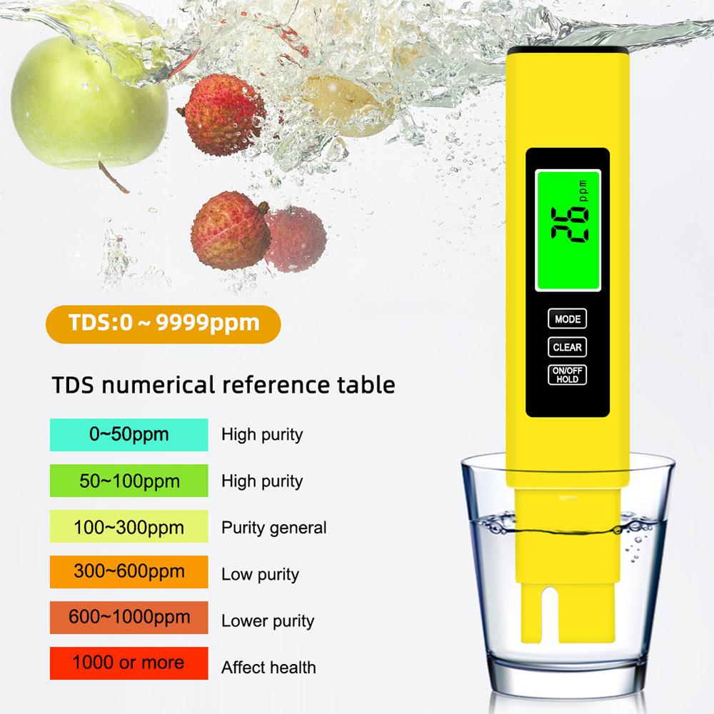 3 In 1 Water Quality Tester Water Quality Analyzer TDS/EC/Temperature Meter Data Hold Backlight