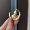 Light Luxury Niche Suit Corsage Cat'S Eye Stone Diamond Brooch, Fixed Clothes Accessories Moon Kitten Pin