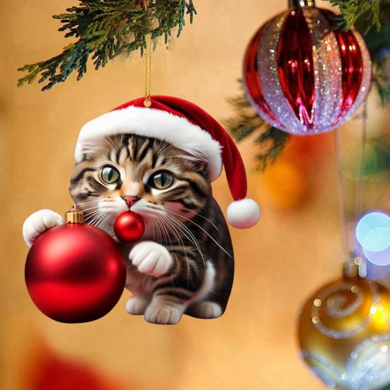 Yousheng 10 шт. Подвеска на зеркало заднего вида автомобиля 2D акриловый кошачий шарм украшение на рождественскую елку аксессуар для интерьера автомобиля