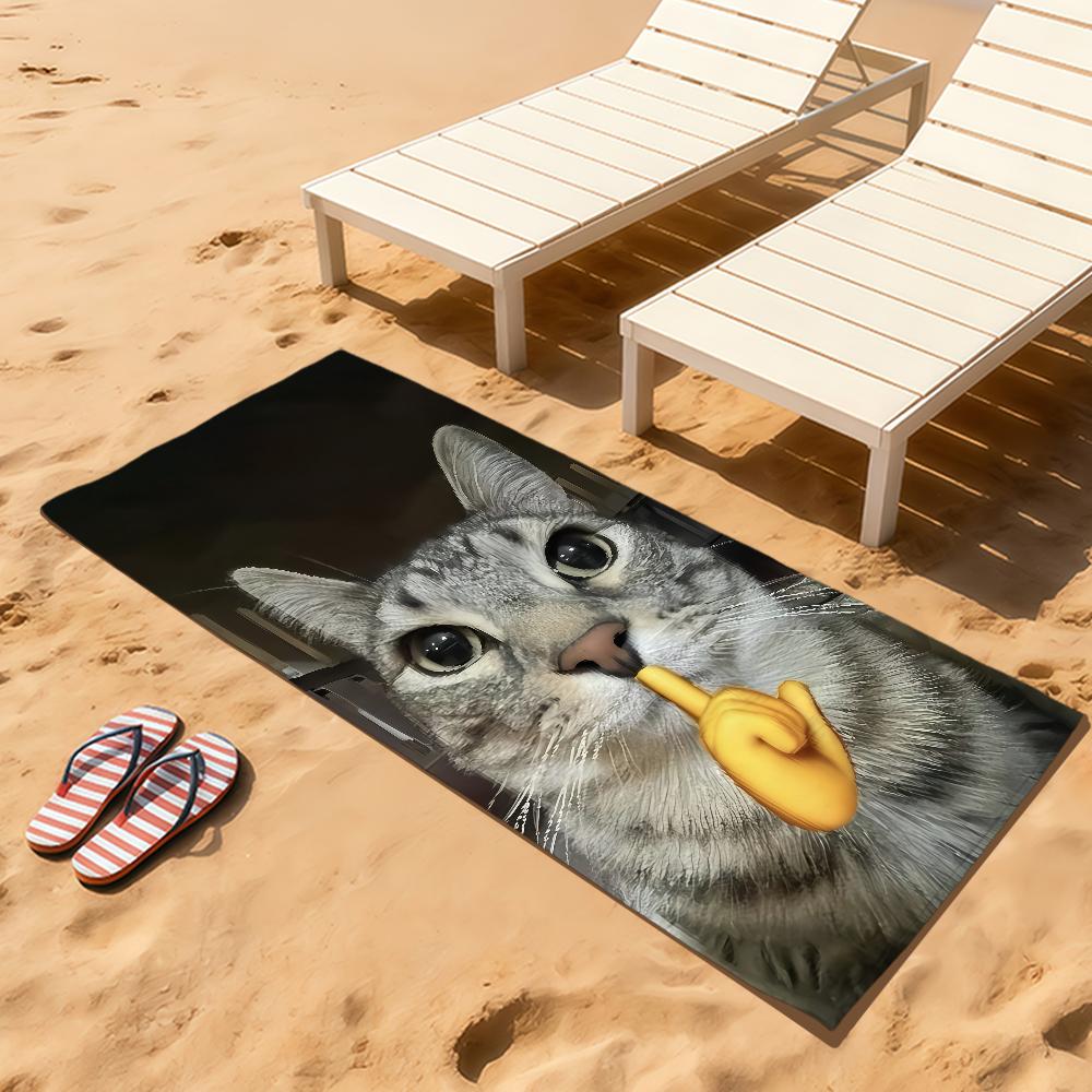 Милый мультяшный смешной кот мем абстрактный котенок Мягкие пляжные полотенца Быстросохнущее полотенце для бассейна для путешествий спортзал купание спа лагерь спорт Подарок