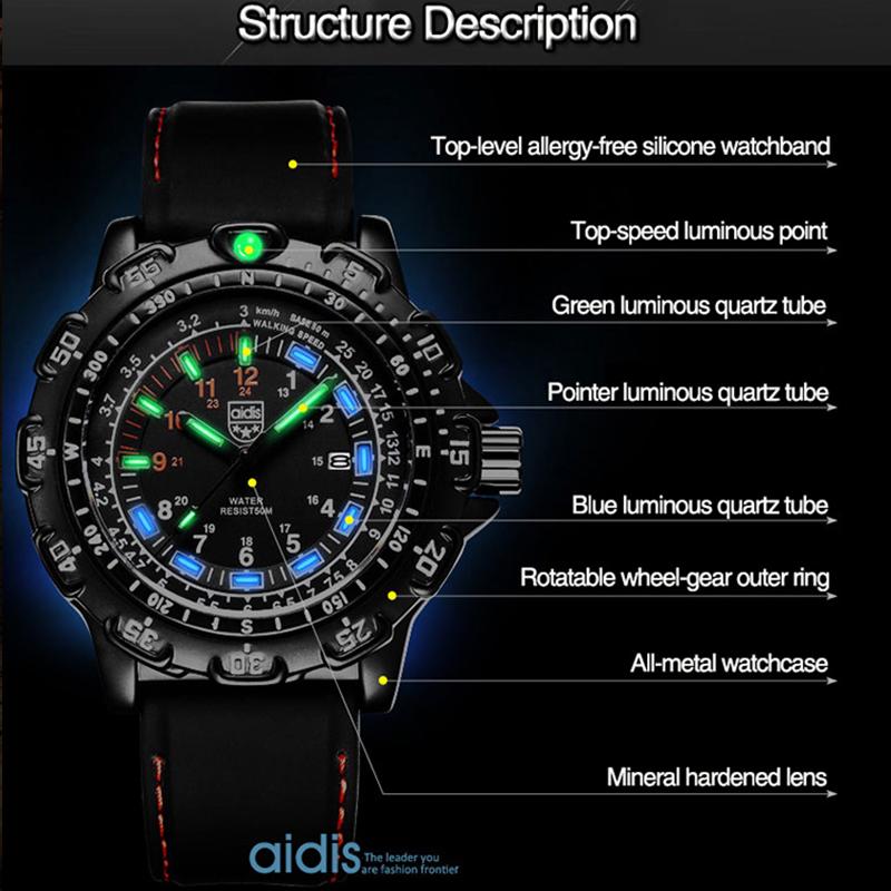 Addies High-end Watch Special Forces Outdoor Sports Waterproof Luminous Classic SEAL Army Wristwatch Man Quartz Watches For Men