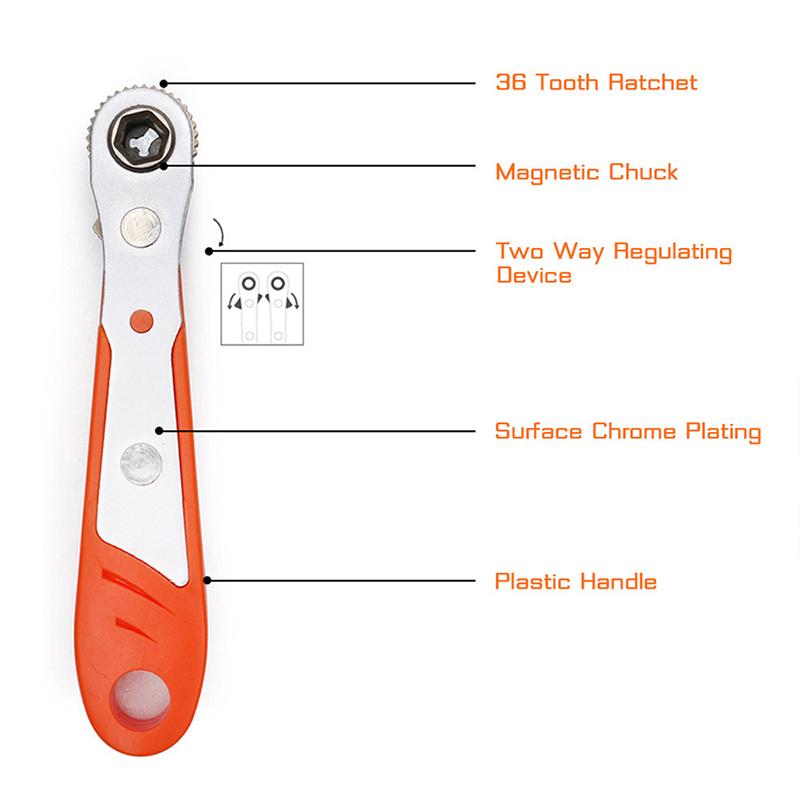 Telescopic Screwdriver Magnetic Bits Drivers Set Adjustable Ratchet Wrench Dual-Purpose Spanner Handle Socket Repair Hand Tools