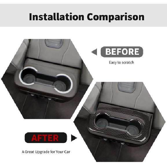 Carbon Fiber Rear Armrest Cup Holder Decor Cover Trim For Suburban 20+/YUKON 21+