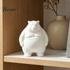 Белая Пластиковая Фигурка Медведя для Поделок Пухлая Статуэтка, 3D Печатная DIY Раскрашиваемая Толстая Минималистичная Фигурка Животного Статуэтка для Книжной Полки, Милая Настольная
