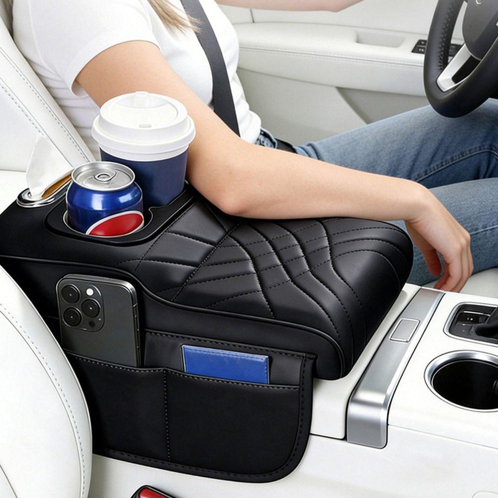 with Cup Holder Tissue Box Armrest Pad Height Increasing Car Organizer for Car Universal