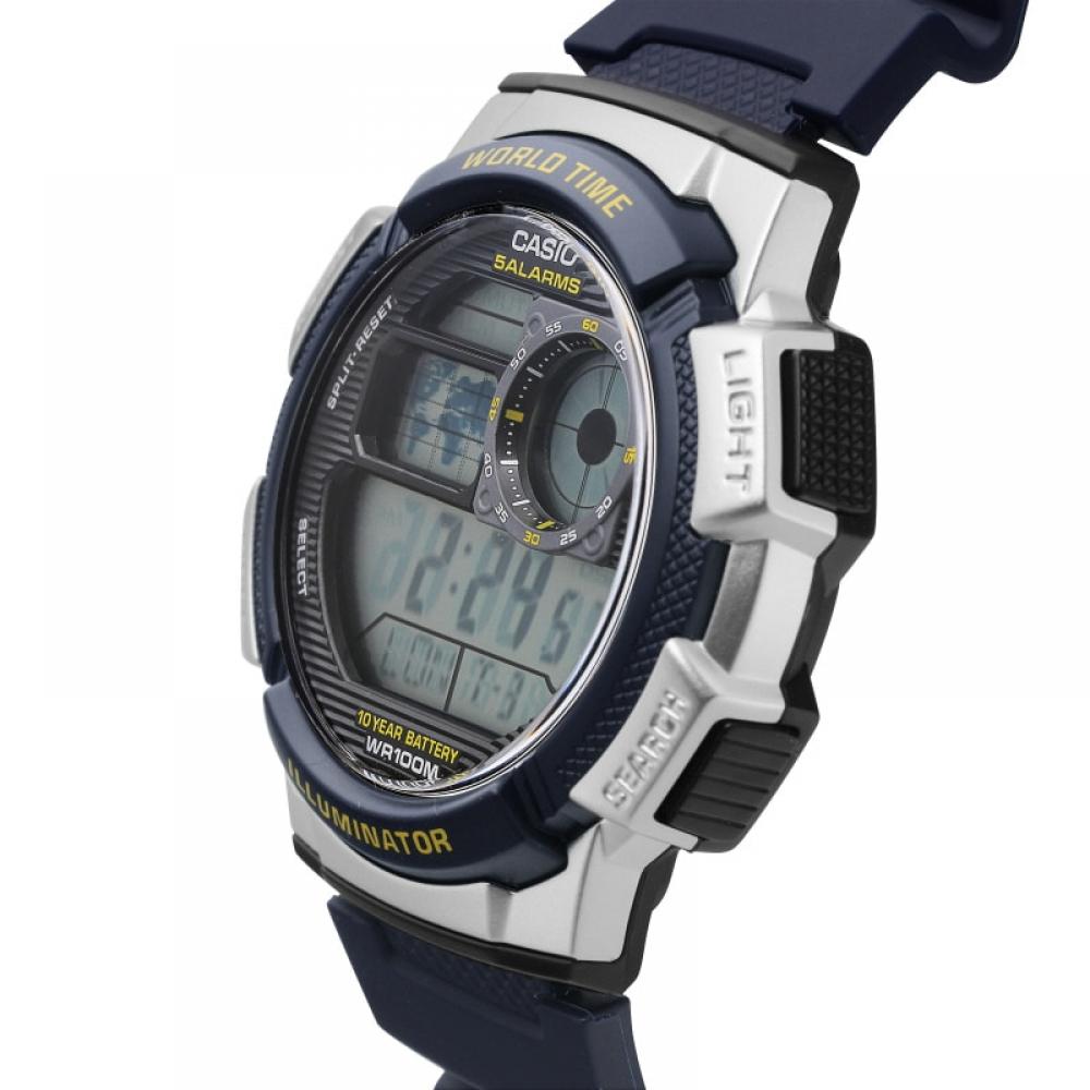Casio Ae 1000w 2avdf  Ae 1000w 2a  Цифровые спортивные часы Soldier World Time для мужчин из полиуретана