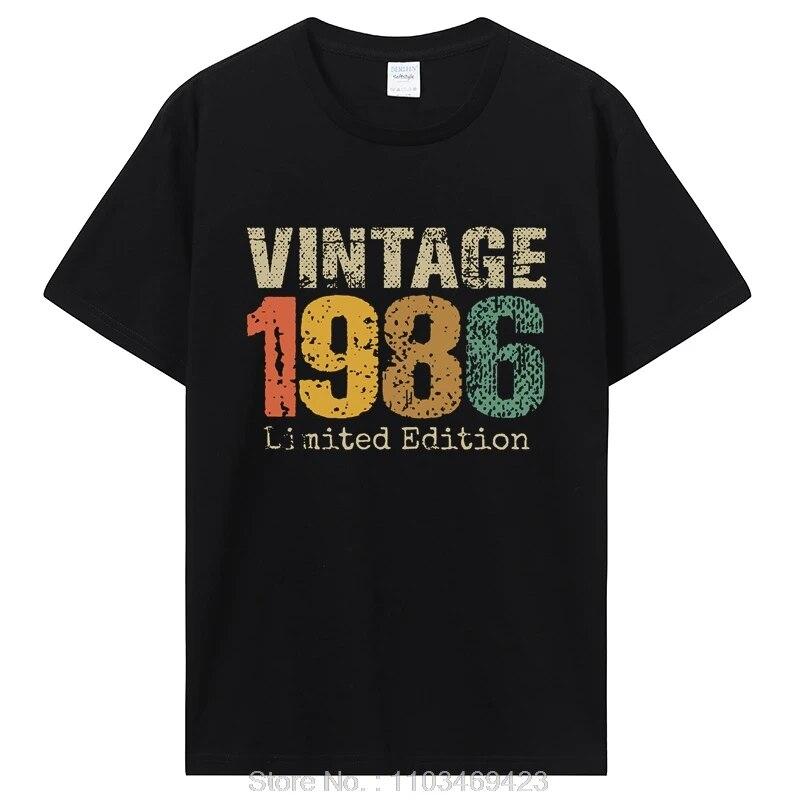 Забавные винтажные футболки 1986 года, летняя стильная хлопковая футболка с графическим рисунком, уличная одежда, подарки на день рождения, футболка унисекс, одежда больших размеров