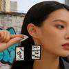 Fashion Jewelry Acrylic Message Board Earrings Fun DIY Whiteboard Eardrop Minimalist with Marker Pen Poster Board Eardrop Women