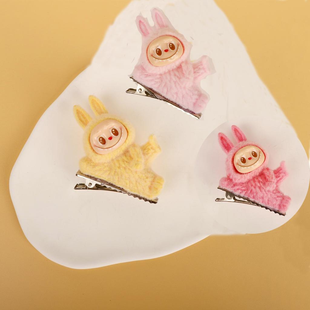 3Pcs/6pcs Flocking Doll Rab Hairpin Girl Anime Bangs Clip Hair Accessories Children's Gifts