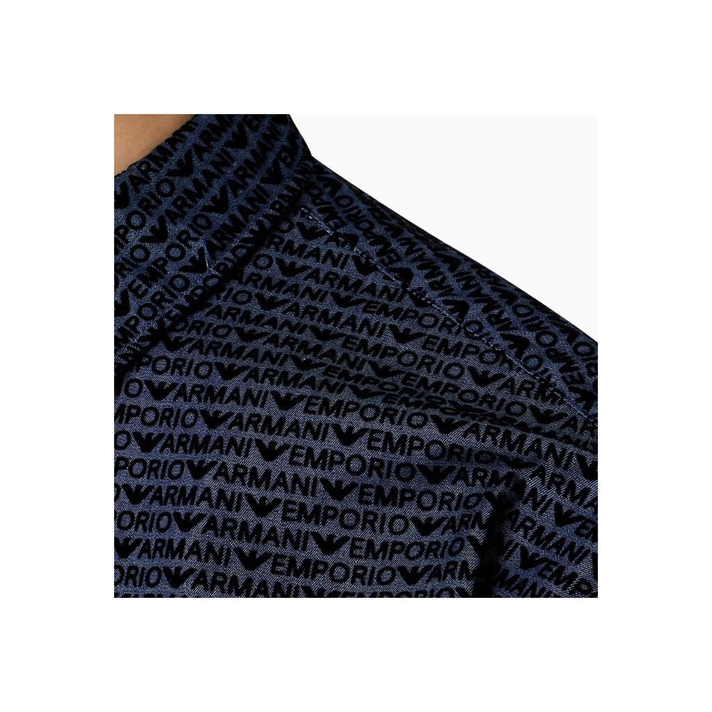 Emporio Armani Рубашка с длинным рукавом и принтом из букв на бархате Мужские рубашки Джинсово-синий 3D1CD3-1DKAZ-F916