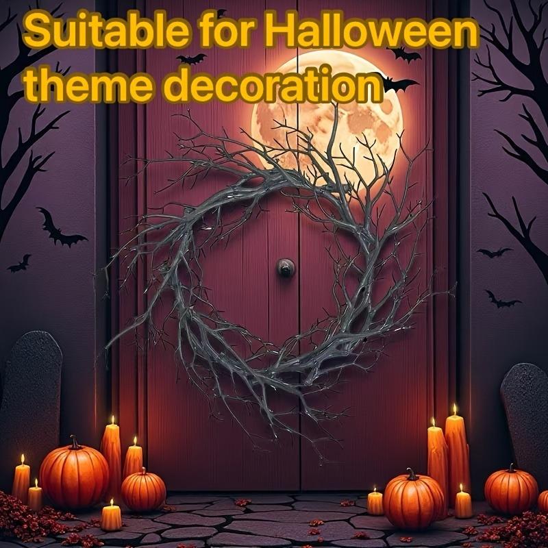 Spooky Black Branch Halloween Wreath Decoration - Vintage Indoor/Outdoor Wall-Mounted Hanging Garland with Twisted Branches