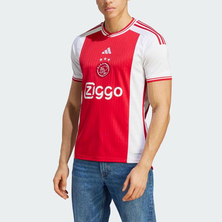 Adidas Футбольная майка Ajax Amsterdam 23/24 Home с буквенным принтом и цветными блоками, с коротким рукавом, мужские топы, темно-красные HZ7725