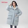 YAYA Women's Mid-Length Hooded Loose Down Jacket