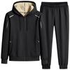 Winter Men's Plus Velvet Men Sportswear Jacket + Pants Tracksuit Zip Pocket Male's Warm Clothing