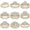 Gold-Plated Zircon Couple Rings - European & American Classic Jewelry