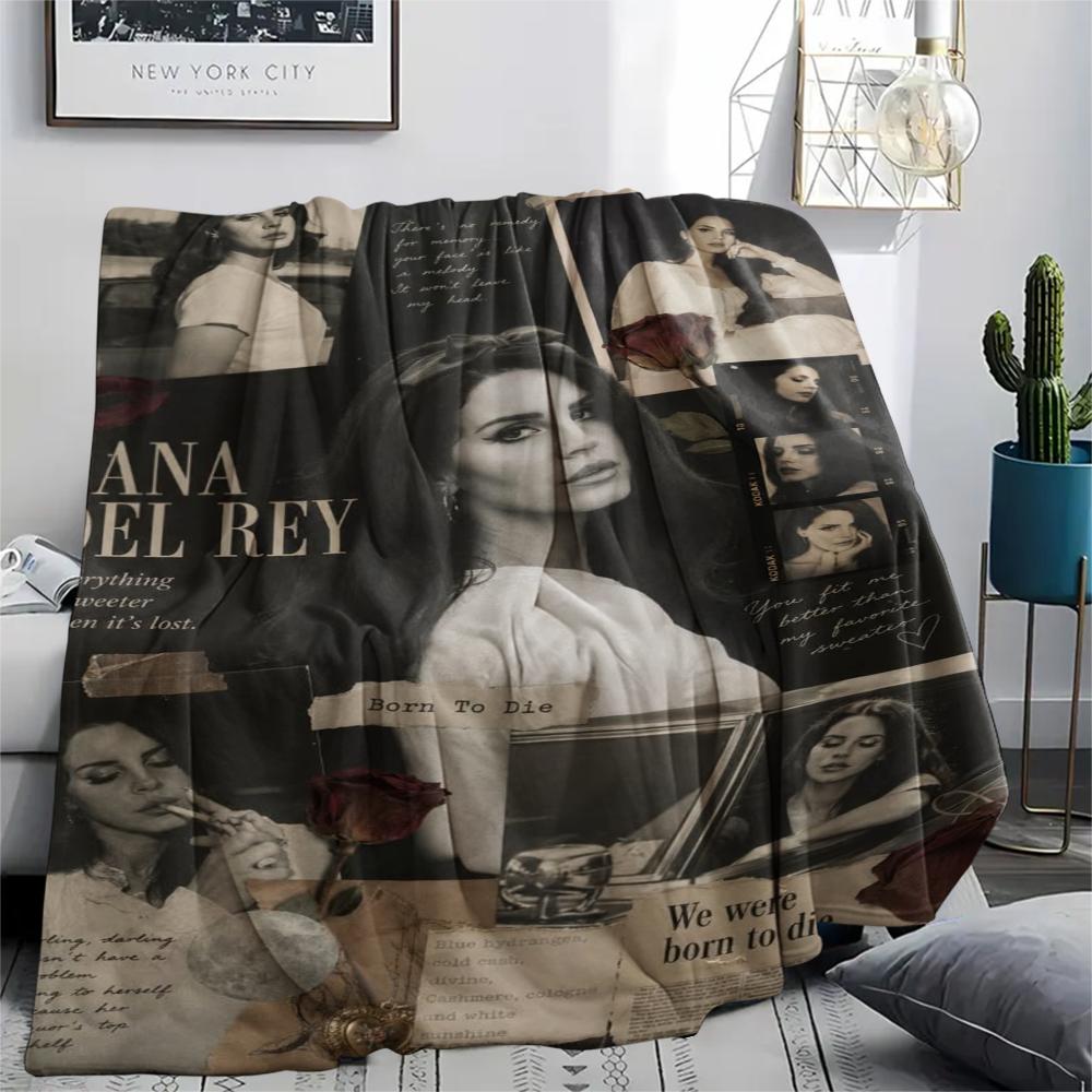 1PC Lana Del Rey Print Flannel Blanket, High quality Comfortable for All Seasons, Home Decor, Warmth and Comfort, Perfect for Christmas Gifts