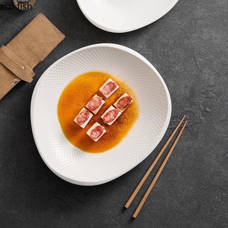 Простая неровная керамическая глубокая тарелка, креативная текстура, тарелка для супа, тарелки для салата, тарелки для закусок, гостиничная молекулярная пищевая посуда